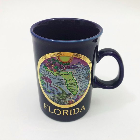 A Gift Corp Other - Florida Dark Blue Chokin Gold 9 oz Coffee Cup Mug